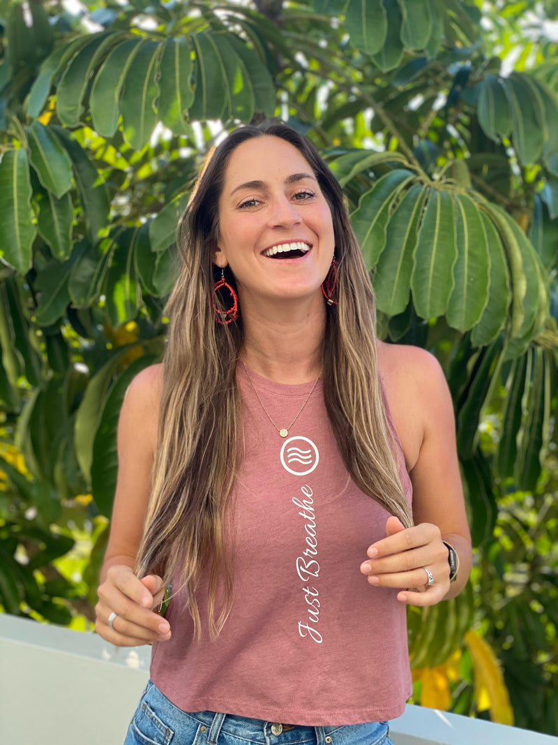 Just Breathe - Racerback Cropped Tank